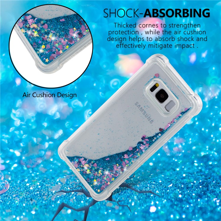 Dynamic Glitter Powder Sequins Shockproof TPU Mobile Phone Cover for Samsung Galaxy S8 SM-G950 - Dark Blue-7