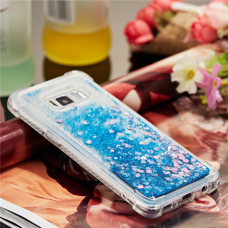 Dynamic Glitter Powder Sequins Shockproof TPU Mobile Phone Cover for Samsung Galaxy S8 SM-G950 - Dark Blue-9