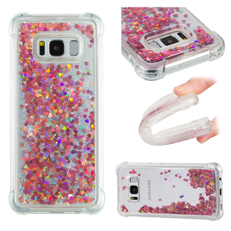 

Dynamic Glitter Powder Sequins Shockproof TPU Phone Case Accessory for Samsung Galaxy S8 SM-G950 - Red