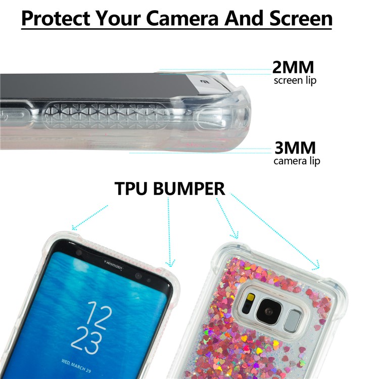 Dynamic Glitter Powder Sequins Shockproof TPU Phone Case Accessory for Samsung Galaxy S8 SM-G950 - Red-2