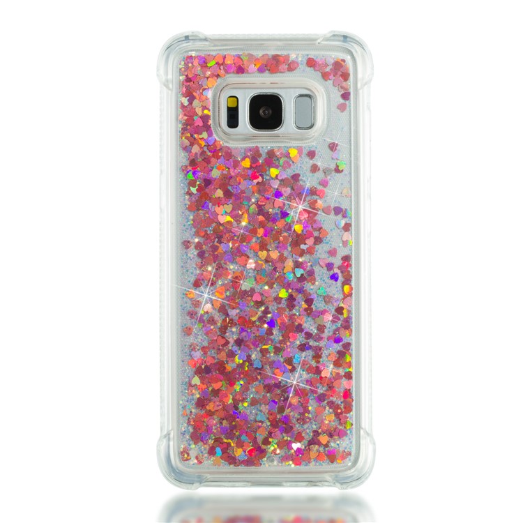 Dynamic Glitter Powder Sequins Shockproof TPU Phone Case Accessory for Samsung Galaxy S8 SM-G950 - Red-4