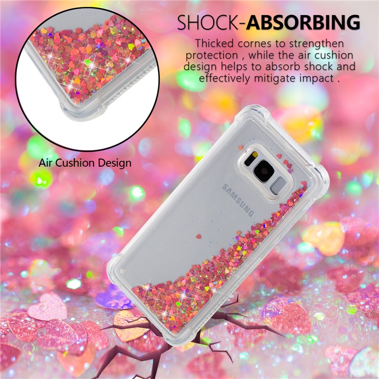 Dynamic Glitter Powder Sequins Shockproof TPU Phone Case Accessory for Samsung Galaxy S8 SM-G950 - Red-6