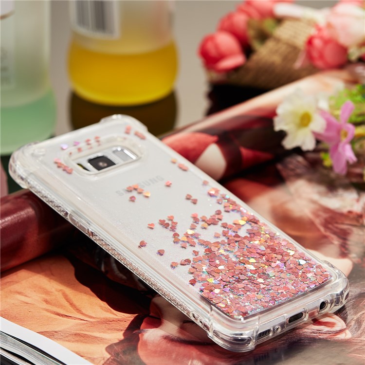 Dynamic Glitter Powder Sequins Shockproof TPU Phone Case Accessory for Samsung Galaxy S8 SM-G950 - Red-8