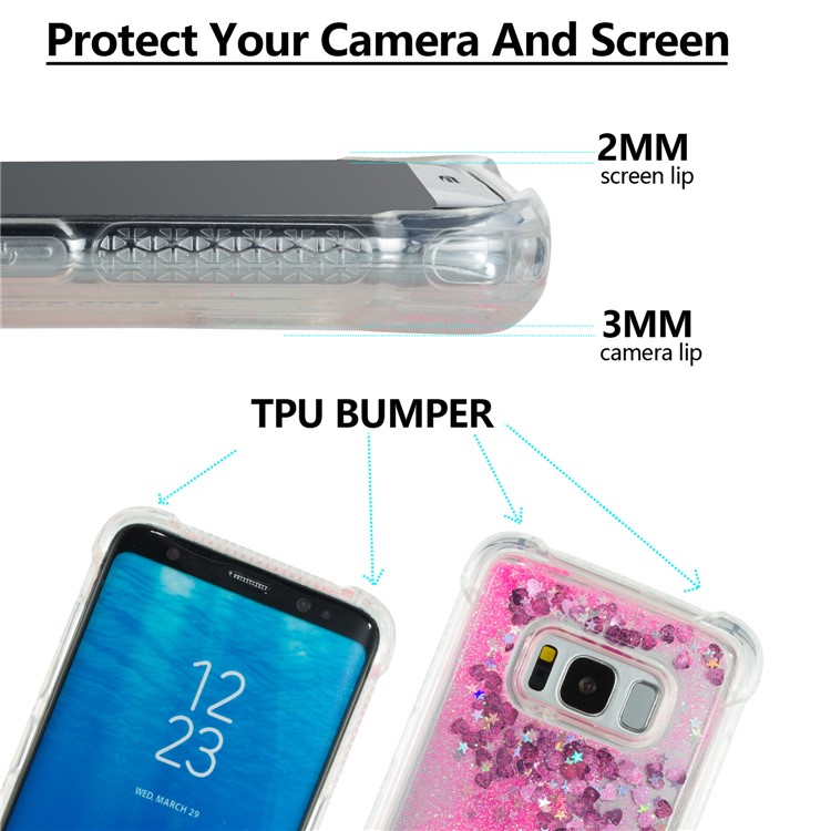 Dynamic Glitter Powder Sequins Shockproof TPU Mobile Phone Casing for Samsung Galaxy S8 SM-G950 - Rose-2