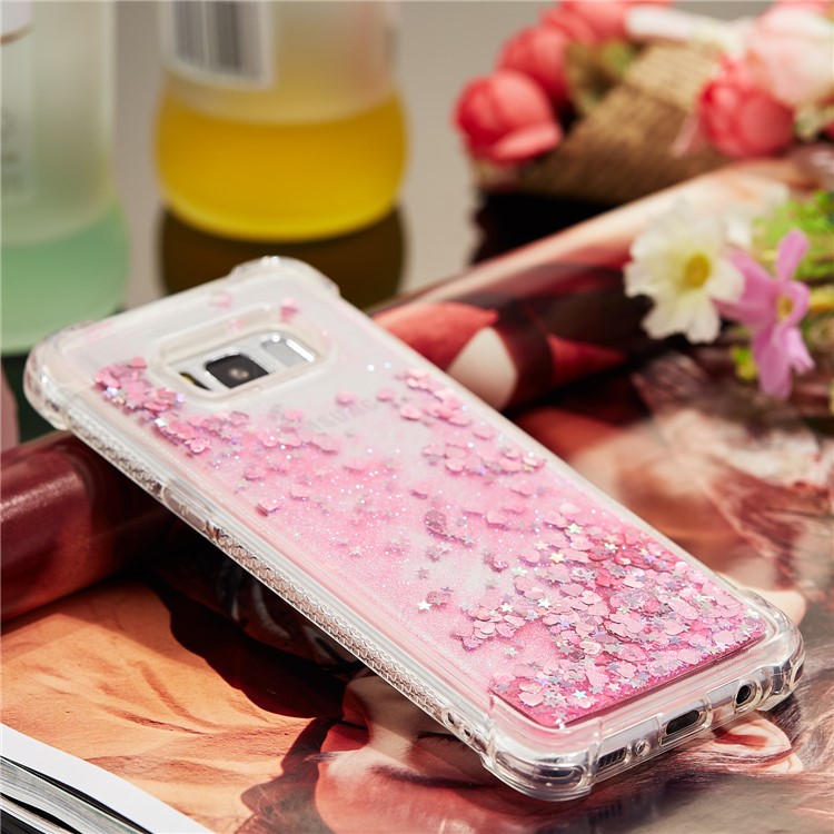 Dynamic Glitter Powder Sequins Shockproof TPU Mobile Phone Casing for Samsung Galaxy S8 SM-G950 - Rose-8