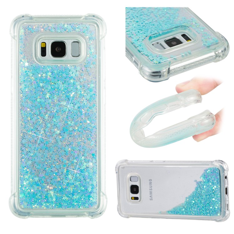 Dynamic Glitter Powder Sequins Shockproof TPU Back Cover Shell for Samsung Galaxy S8 SM-G950 - Baby Blue-1