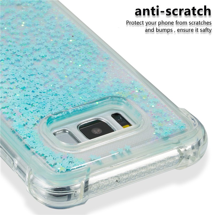 Dynamic Glitter Powder Sequins Shockproof TPU Back Cover Shell for Samsung Galaxy S8 SM-G950 - Baby Blue-3