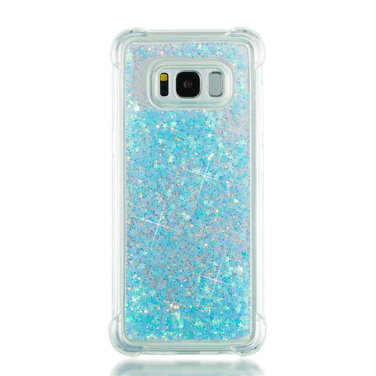 Dynamic Glitter Powder Sequins Shockproof TPU Back Cover Shell for Samsung Galaxy S8 SM-G950 - Baby Blue-4