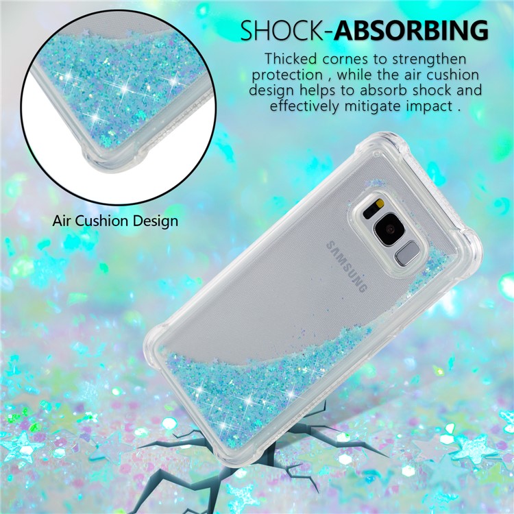 Dynamic Glitter Powder Sequins Shockproof TPU Back Cover Shell for Samsung Galaxy S8 SM-G950 - Baby Blue-6