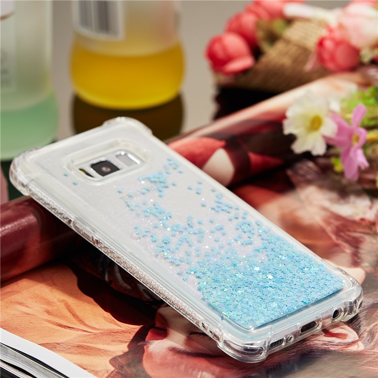 Dynamic Glitter Powder Sequins Shockproof TPU Back Cover Shell for Samsung Galaxy S8 SM-G950 - Baby Blue-8