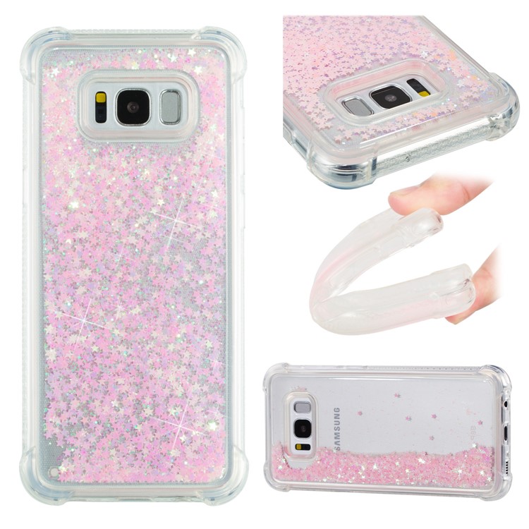 Dynamic Glitter Powder Sequins Shockproof TPU Case for Samsung Galaxy S8 Plus SM-G955 - Pink-1