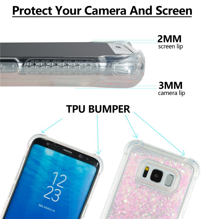 Dynamic Glitter Powder Sequins Shockproof TPU Case for Samsung Galaxy S8 Plus SM-G955 - Pink-2