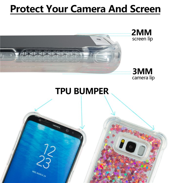 Dynamic Glitter Powder Sequins Shockproof TPU Cover for Samsung Galaxy S8+ SM-G955 - Red-2