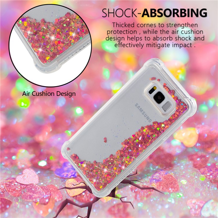 Dynamic Glitter Powder Sequins Shockproof TPU Cover for Samsung Galaxy S8+ SM-G955 - Red-6