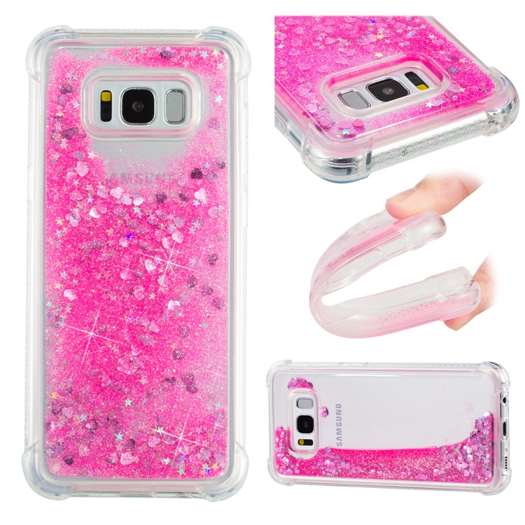 Dynamic Glitter Powder Sequins Shockproof TPU Shell for Samsung Galaxy S8+ SM-G955 - Rose-1