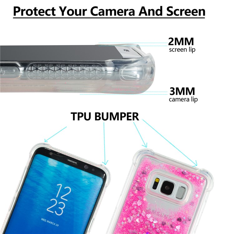 Dynamic Glitter Powder Sequins Shockproof TPU Shell for Samsung Galaxy S8+ SM-G955 - Rose-2