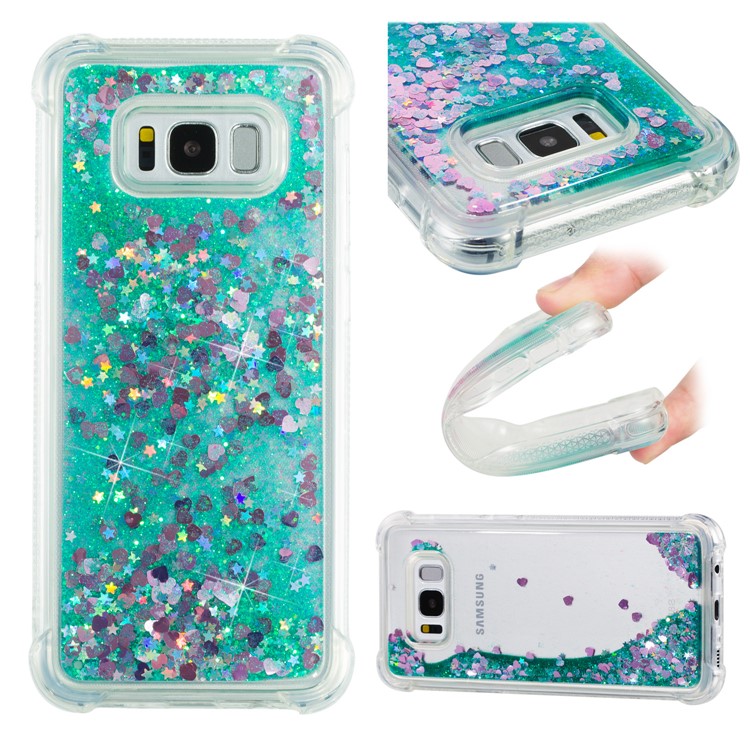 Dynamic Glitter Powder Sequins Shockproof TPU Mobile Case for Samsung Galaxy S8 Plus SM-G955 - Cyan-1