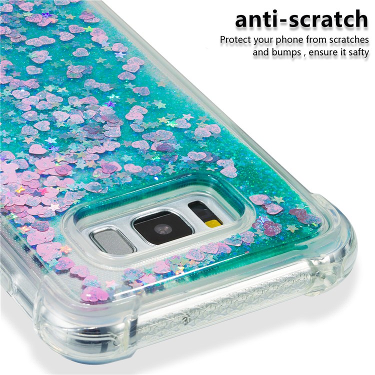 Dynamic Glitter Powder Sequins Shockproof TPU Mobile Case for Samsung Galaxy S8 Plus SM-G955 - Cyan-3