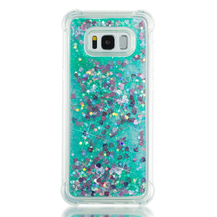 Dynamic Glitter Powder Sequins Shockproof TPU Mobile Case for Samsung Galaxy S8 Plus SM-G955 - Cyan-4