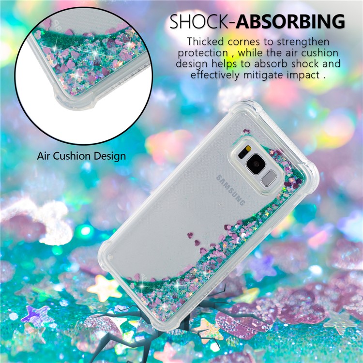 Dynamic Glitter Powder Sequins Shockproof TPU Mobile Case for Samsung Galaxy S8 Plus SM-G955 - Cyan-6