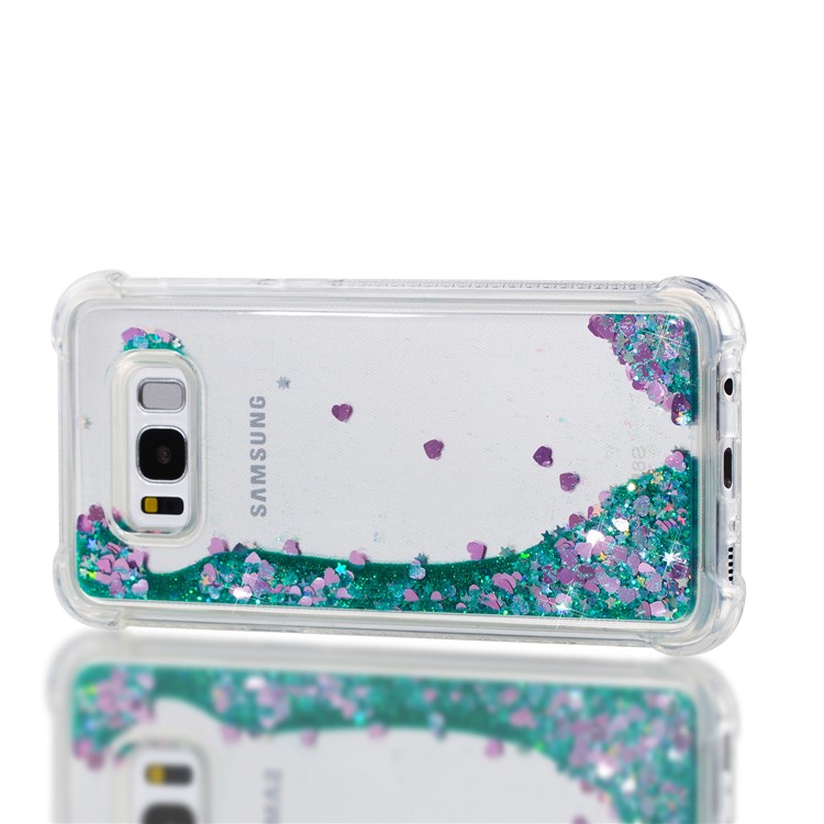 Dynamic Glitter Powder Sequins Shockproof TPU Mobile Case for Samsung Galaxy S8 Plus SM-G955 - Cyan-7