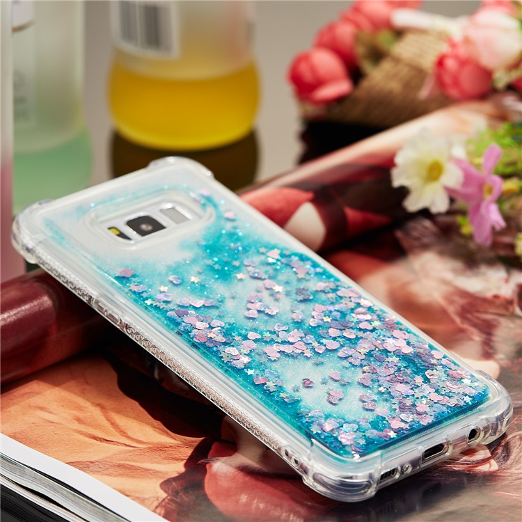 Dynamic Glitter Powder Sequins Shockproof TPU Mobile Case for Samsung Galaxy S8 Plus SM-G955 - Cyan-8