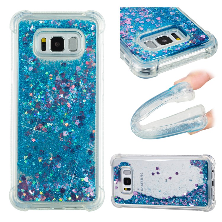 Dynamic Glitter Powder Sequins Shockproof TPU Mobile Cover for Samsung Galaxy S8 Plus SM-G955 - Dark Blue-1