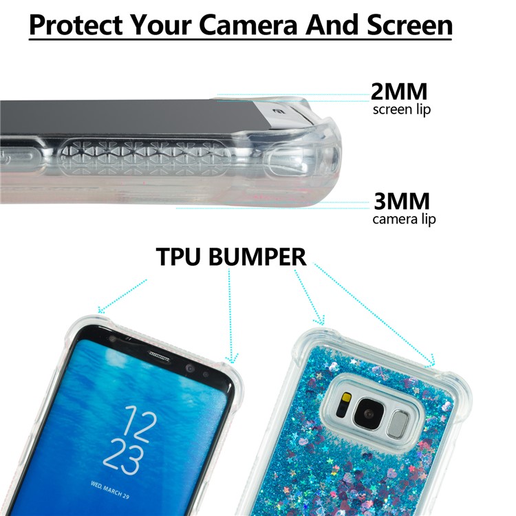 Dynamic Glitter Powder Sequins Shockproof TPU Mobile Cover for Samsung Galaxy S8 Plus SM-G955 - Dark Blue-2