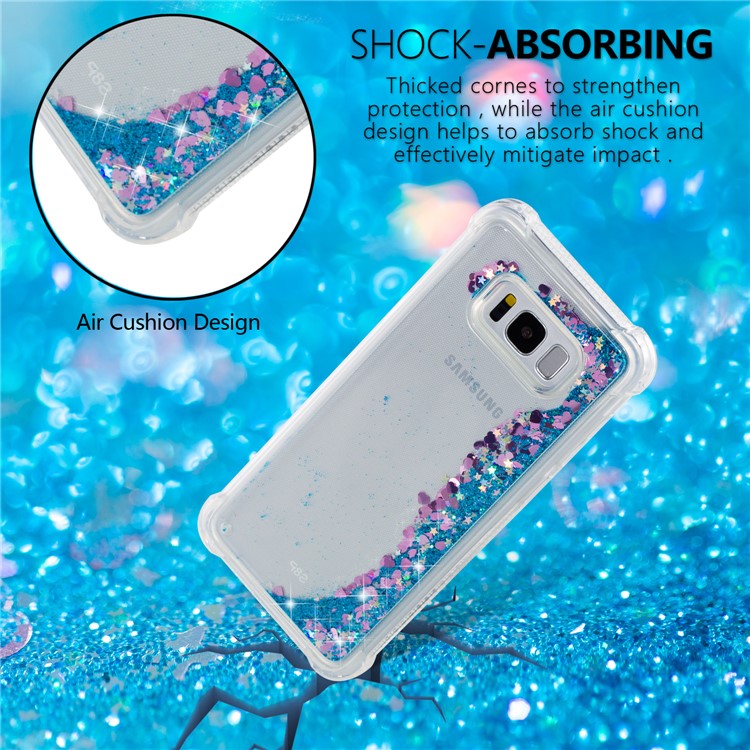 Dynamic Glitter Powder Sequins Shockproof TPU Mobile Cover for Samsung Galaxy S8 Plus SM-G955 - Dark Blue-6