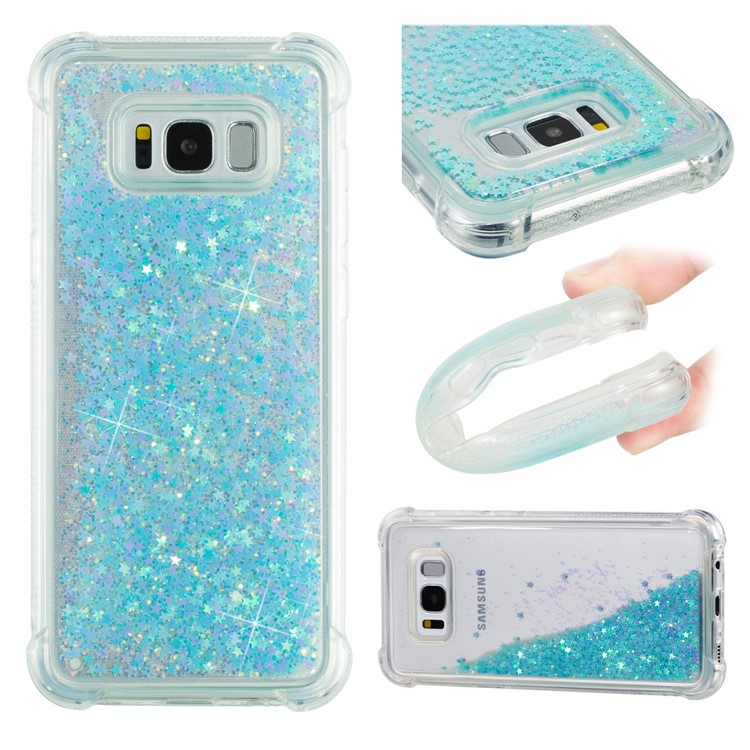 Dynamic Glitter Powder Sequins Shockproof TPU Mobile Shell for Samsung Galaxy S8 Plus SM-G955 - Baby Blue-1
