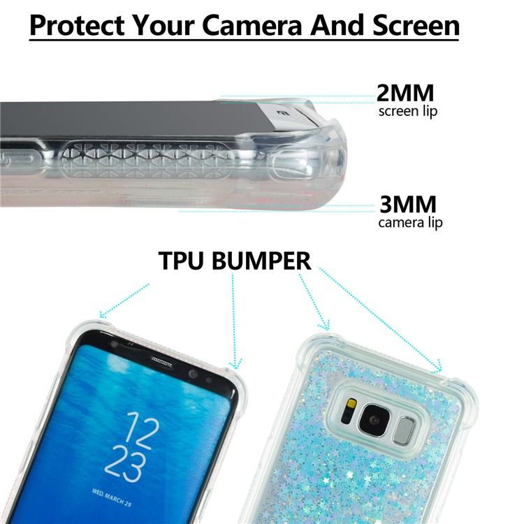 Dynamic Glitter Powder Sequins Shockproof TPU Mobile Shell for Samsung Galaxy S8 Plus SM-G955 - Baby Blue-2
