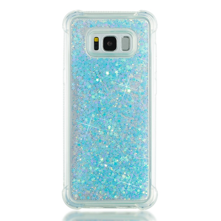 Dynamic Glitter Powder Sequins Shockproof TPU Mobile Shell for Samsung Galaxy S8 Plus SM-G955 - Baby Blue-4
