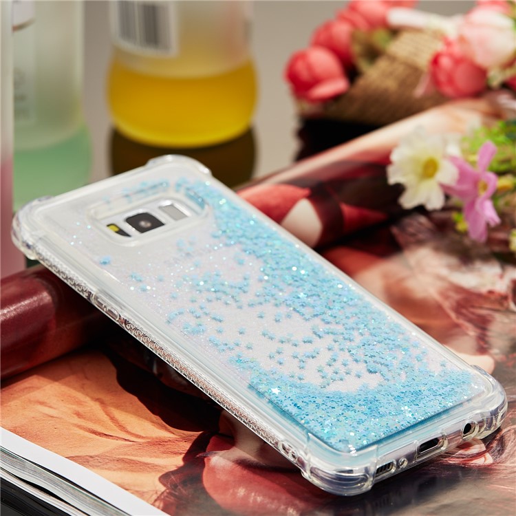 Dynamic Glitter Powder Sequins Shockproof TPU Mobile Shell for Samsung Galaxy S8 Plus SM-G955 - Baby Blue-8