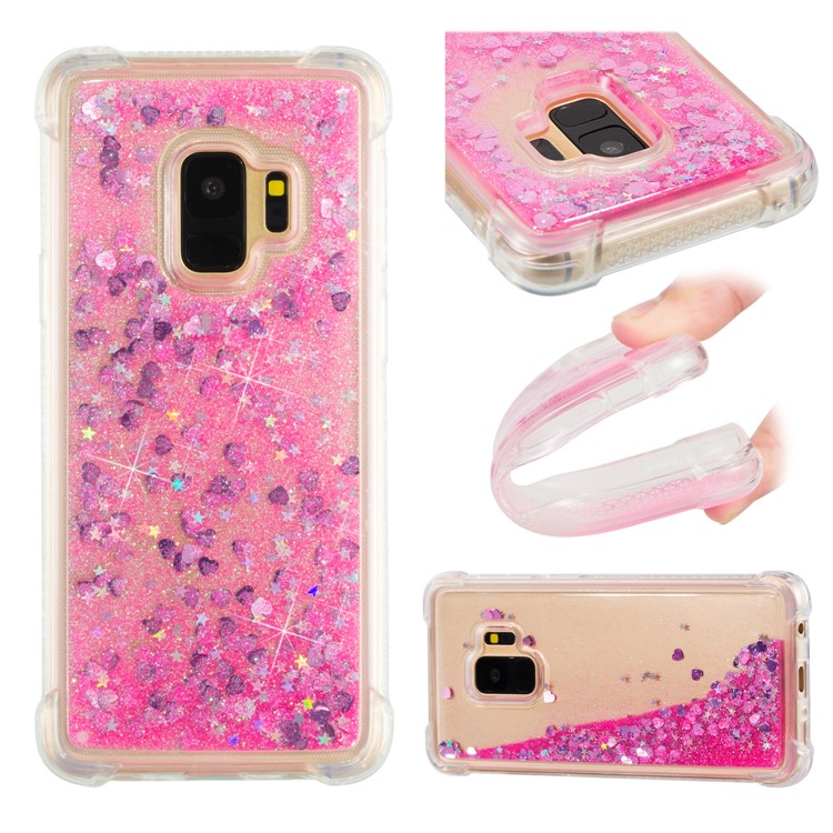 Dynamic Glitter Powder Sequins TPU Shockproof Case for Samsung Galaxy S9 SM-G960 - Rose-1