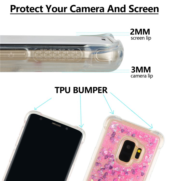 Dynamic Glitter Powder Sequins TPU Shockproof Case for Samsung Galaxy S9 SM-G960 - Rose-2