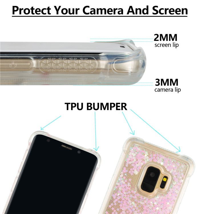 Dynamic Glitter Powder Sequins TPU Shockproof Cover for Samsung Galaxy S9 SM-G960 - Pink-2