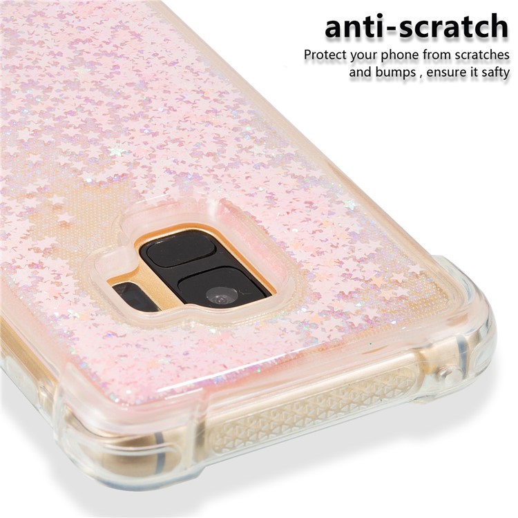Dynamic Glitter Powder Sequins TPU Shockproof Cover for Samsung Galaxy S9 SM-G960 - Pink-3