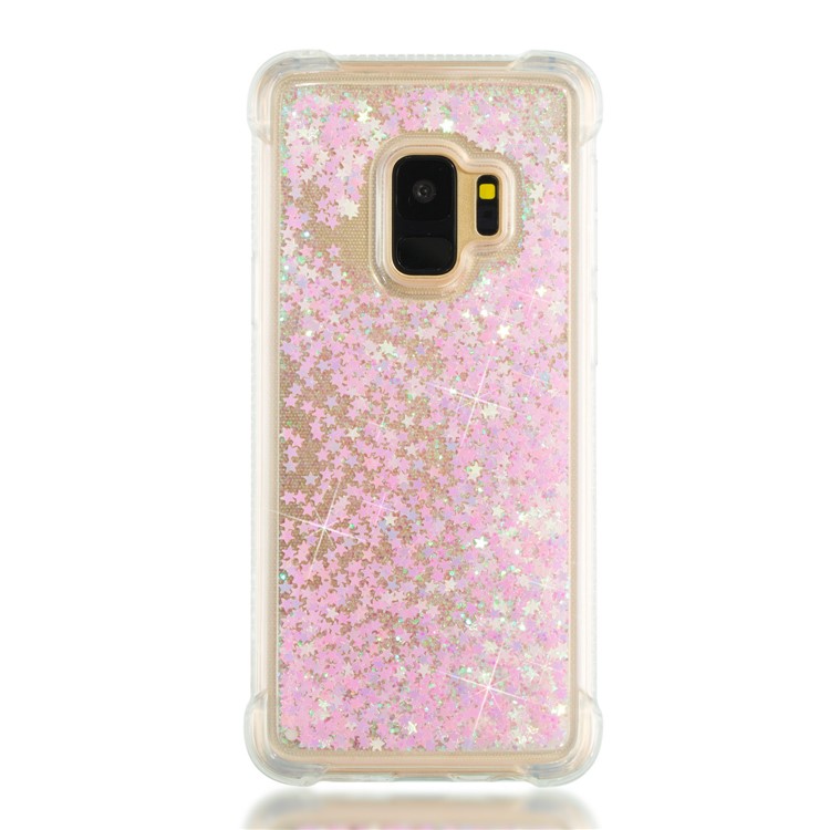 Dynamic Glitter Powder Sequins TPU Shockproof Cover for Samsung Galaxy S9 SM-G960 - Pink-4