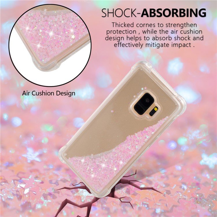 Dynamic Glitter Powder Sequins TPU Shockproof Cover for Samsung Galaxy S9 SM-G960 - Pink-6