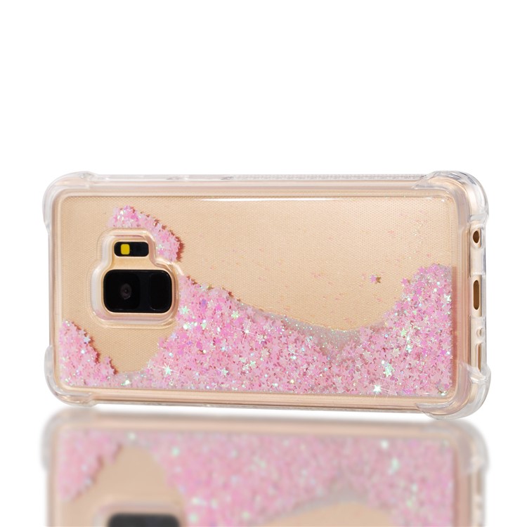Dynamic Glitter Powder Sequins TPU Shockproof Cover for Samsung Galaxy S9 SM-G960 - Pink-7