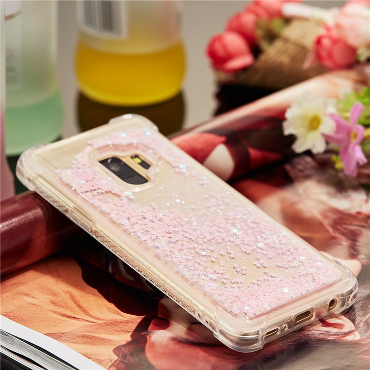 Dynamic Glitter Powder Sequins TPU Shockproof Cover for Samsung Galaxy S9 SM-G960 - Pink-8