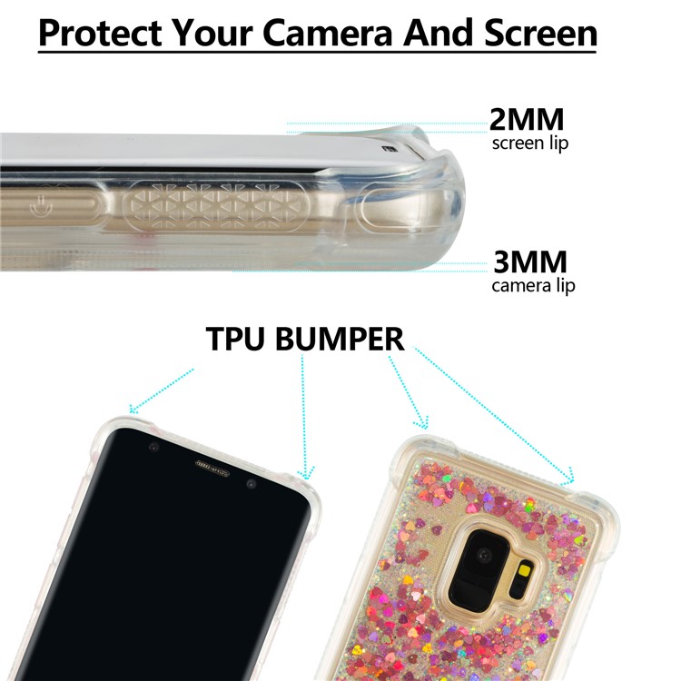 Dynamic Glitter Powder Sequins TPU Shockproof Shell Case for Samsung Galaxy S9 SM-G960 - Red-2