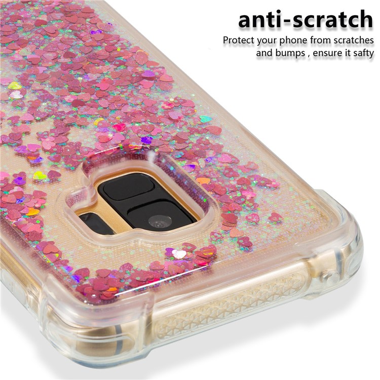 Dynamic Glitter Powder Sequins TPU Shockproof Shell Case for Samsung Galaxy S9 SM-G960 - Red-3
