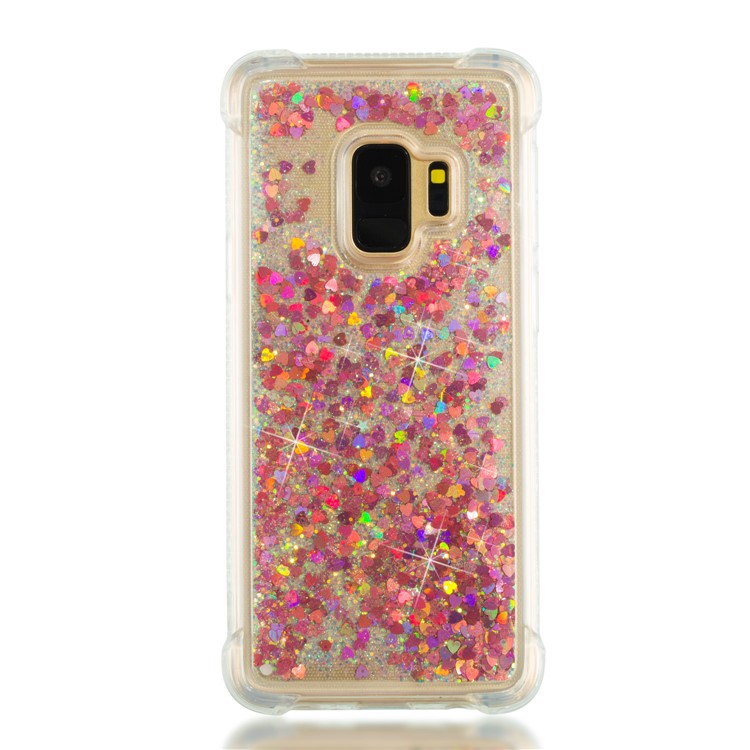 Dynamic Glitter Powder Sequins TPU Shockproof Shell Case for Samsung Galaxy S9 SM-G960 - Red-4
