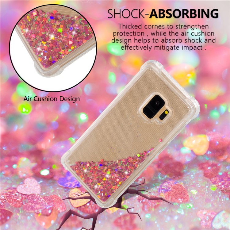 Dynamic Glitter Powder Sequins TPU Shockproof Shell Case for Samsung Galaxy S9 SM-G960 - Red-6
