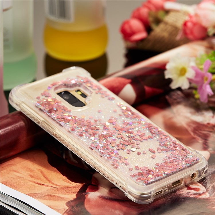 Dynamic Glitter Powder Sequins TPU Shockproof Shell Case for Samsung Galaxy S9 SM-G960 - Red-8