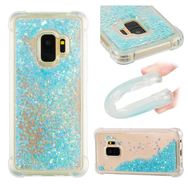 Dynamic Glitter Powder Sequins TPU Shockproof Phone Case for Samsung Galaxy S9 SM-G960 - Baby Blue-1