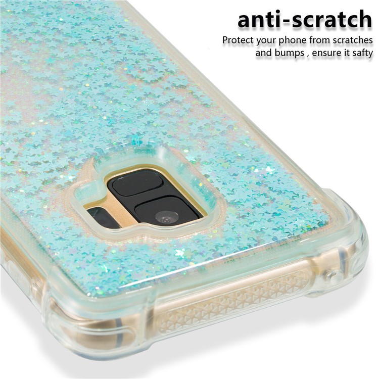 Dynamic Glitter Powder Sequins TPU Shockproof Phone Case for Samsung Galaxy S9 SM-G960 - Baby Blue-3