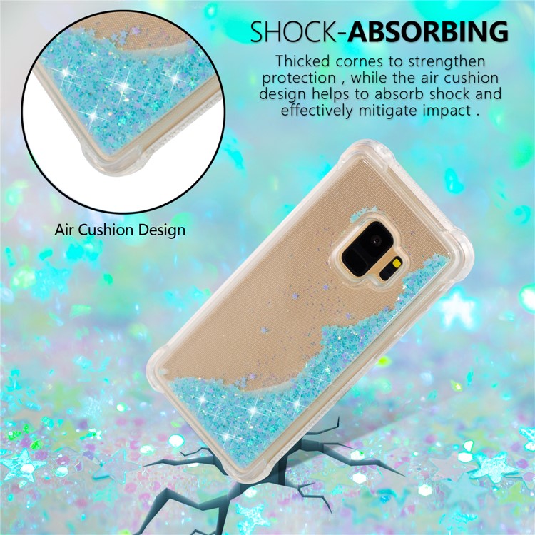 Dynamic Glitter Powder Sequins TPU Shockproof Phone Case for Samsung Galaxy S9 SM-G960 - Baby Blue-7