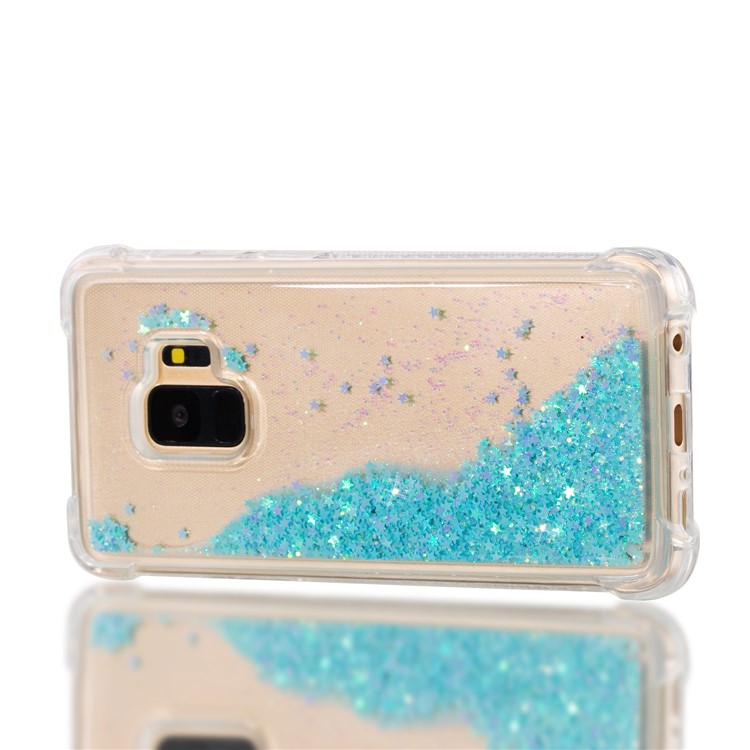 Dynamic Glitter Powder Sequins TPU Shockproof Phone Case for Samsung Galaxy S9 SM-G960 - Baby Blue-8